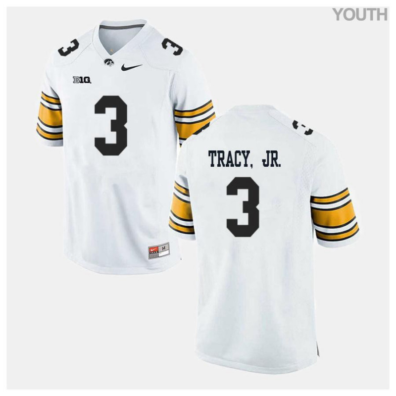 Youth Iowa Hawkeyes NCAA #3 Tyrone Tracy Jr White Authentic Nike Alumni Stitched College Football Jersey CF34T88QI